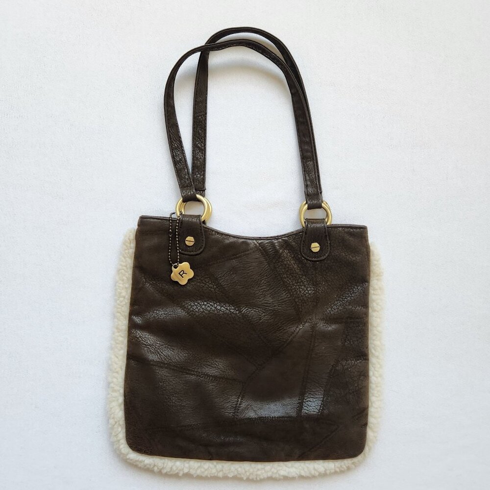 90s Rampage Boho Cozy Faux Suede Shearling Shoulder Hand Bag Soft Retro Cute - Picture 4 of 10